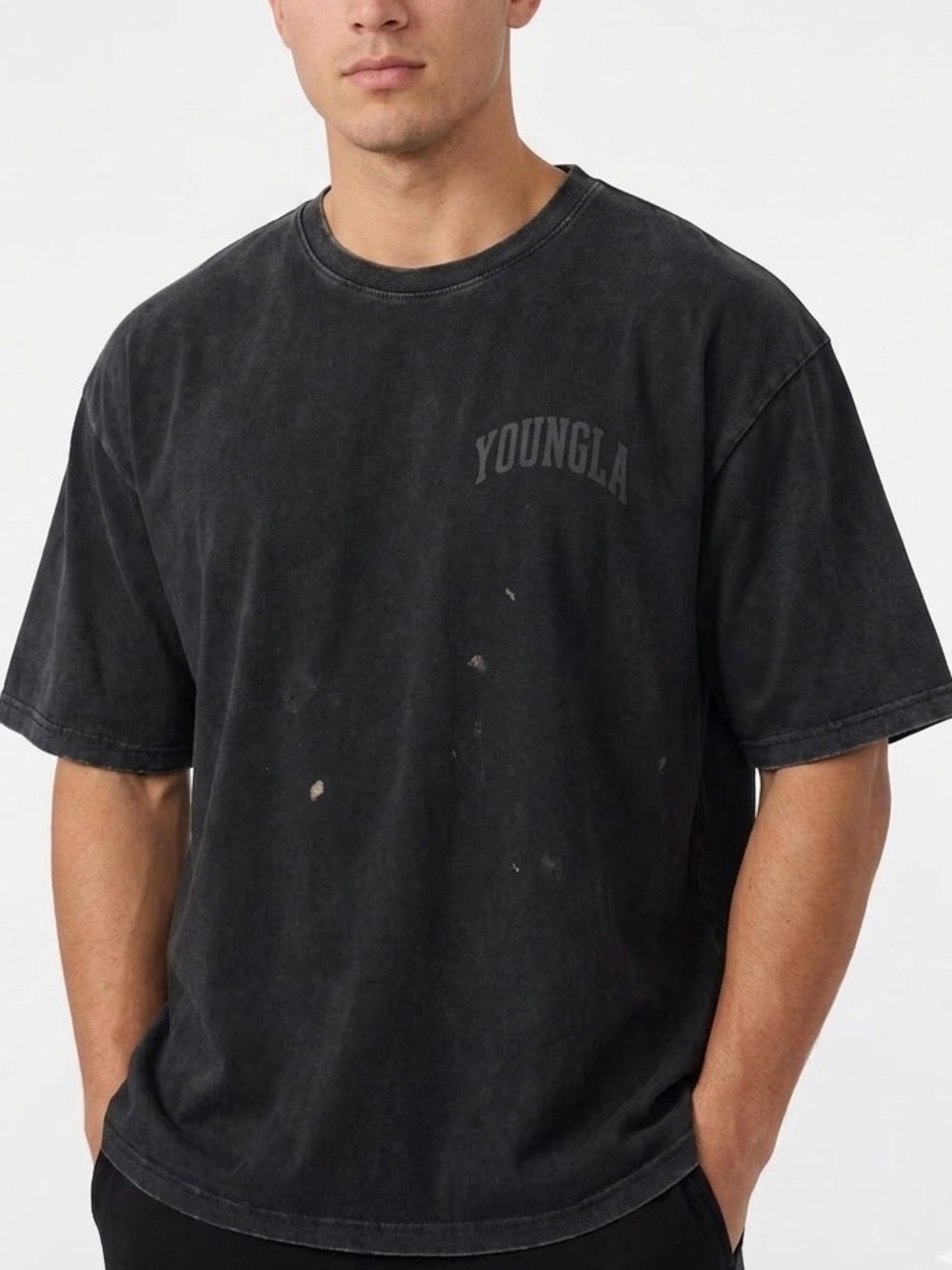 YoungLA Foundation Cropped Tee Size S Black Boxy Pump Cover Elevated Casual